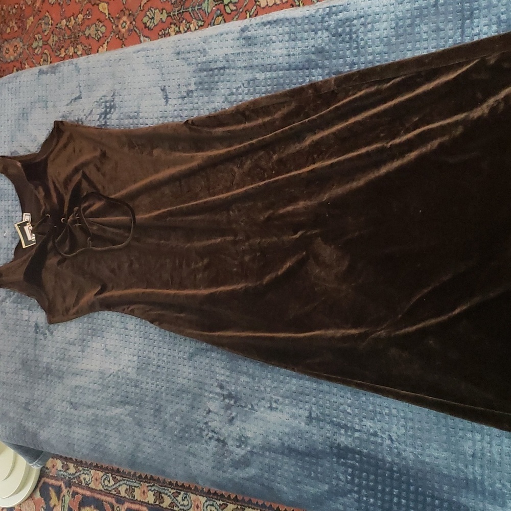 Joule Brown Velour long dres